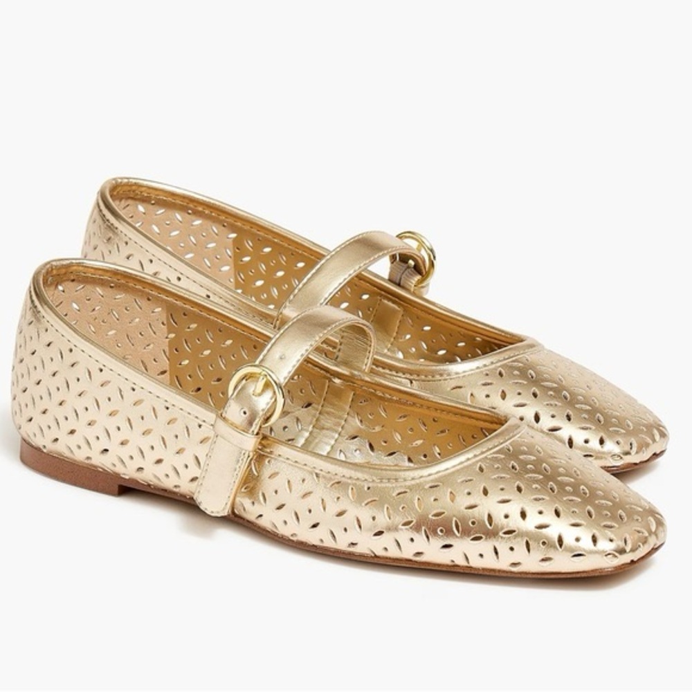 J. Crew Gold Perforated Flats